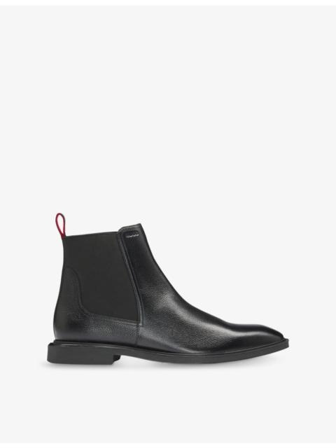 HUGO Brand-embossed faux-leather Chelsea boots