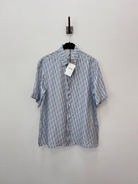 Dior Dior SS22 Blue Logo Cotton Short Sleeve Shirt