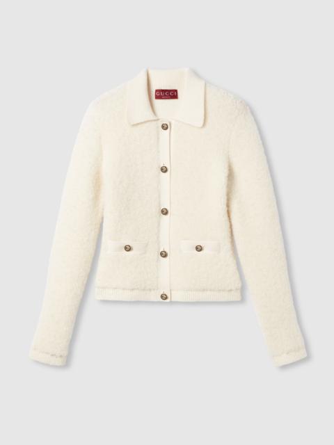 GUCCI Wool bouclé polo cardigan