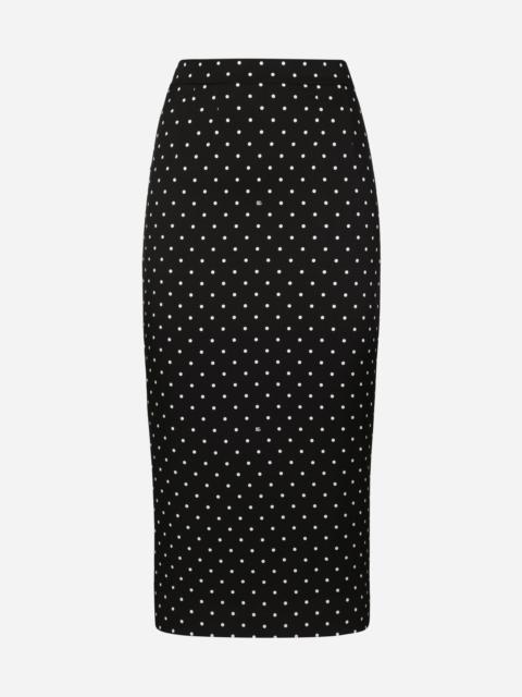 Dolce & Gabbana Charmeuse calf-length pencil skirt with polka-dot print