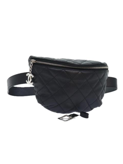 CHANEL CHANEL Matelasse Waist Bag Caviar Skin Black Silver CC