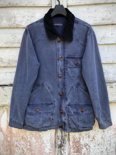 Other Designers Streetwear - Farmers Market Distressed Blue Washed Tactical Field Jacket