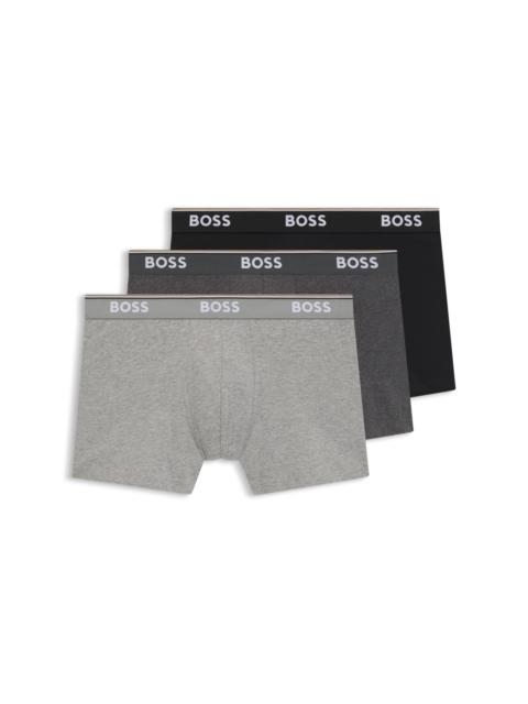 BOSS THREE-PACK OF STRETCH-COTTON BOXER BRIEFS WITH LOGOS
