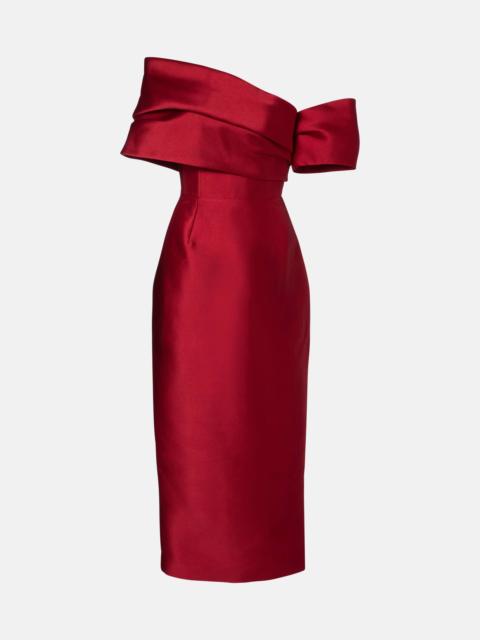 SOLACE LONDON Mirla off-shoulder satin cocktail dress