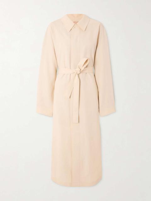 Belted wool-blend trench coat Neutral