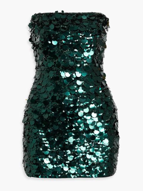 RETROFÊTE Nolia strapless sequined crepe mini dress