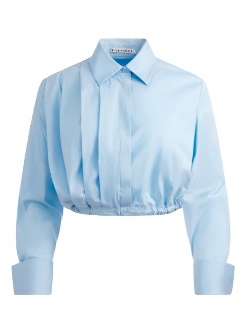 Alice + Olivia LUCILE CROPPED PLEATED BLOUSE