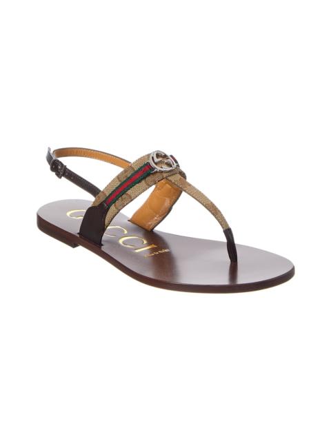 GUCCI Gucci Web Interlocking G GG Canvas & Leather Sandal