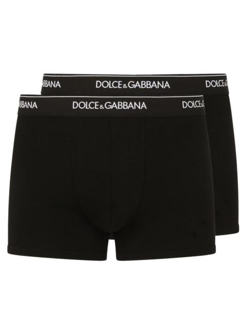 Dolce & Gabbana BI-PACK BOXER REGULAR IN COTONE CON ELASTICO LOGATO