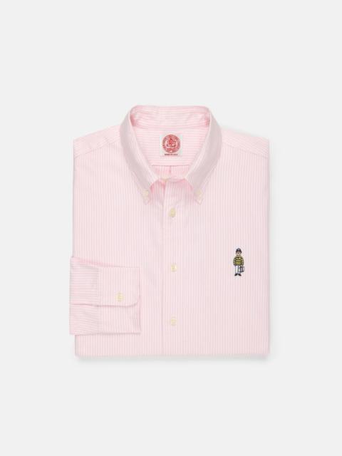J. PRESS MADE-IN-USA "IVY GUY" PINK UNIVERSITY STRIPE OXFORD CLOTH SHIRT - CLASSIC FIT