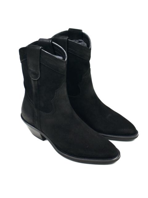 SAINT LAURENT Saint Laurent Black Waxed Suede Eastwood Western Boots