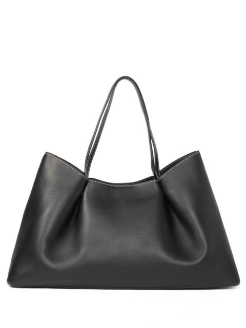 Elleme Dimple Tote Pebbled Leather Black/White Stitches