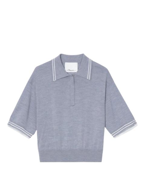 3.1 Phillip Lim Short Sleeve Cropped Polo With Organza Combo