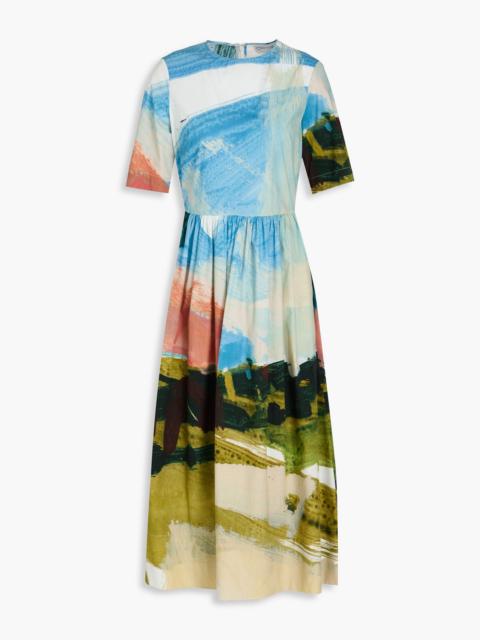 Oscar de la Renta Printed cotton-blend poplin midi dress