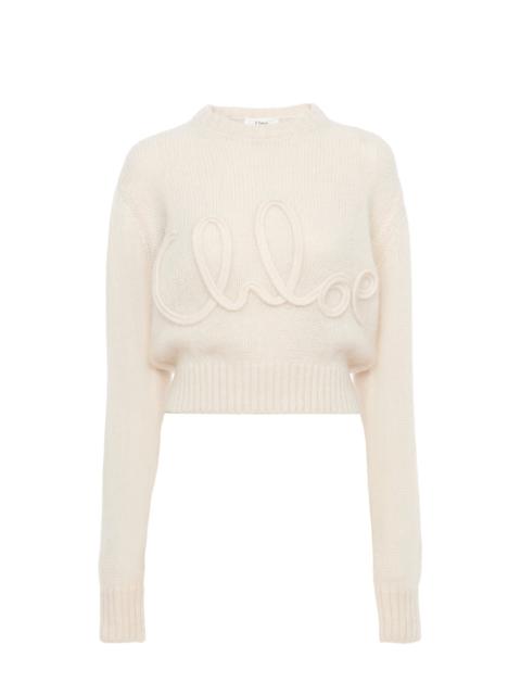 Chloé LOGO SWEATER IN ALPACA WOOL & SILK KNIT