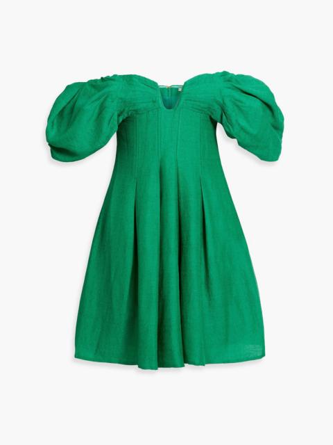 Cult Gaia Lissett off-the-shoulder pleated woven mini dress