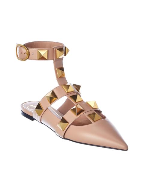 Valentino Valentino Roman Stud Leather Ankle Strap Flat