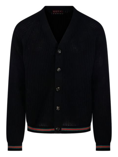 GUCCI Gucci Men Web Detail Cotton Cardigan