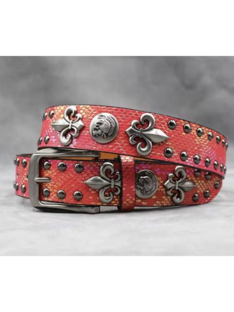 Other Designers Other - Y2k PU Leather Rivet Punk Skull Rock Belt 125 cm