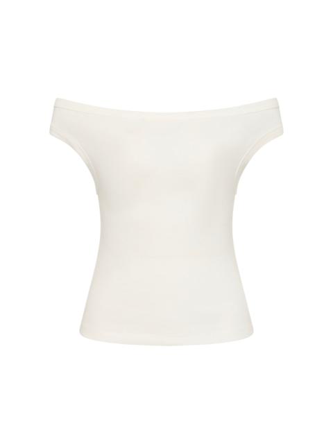 ST. AGNI Off-The-Shoulder Organic-Cotton Top white
