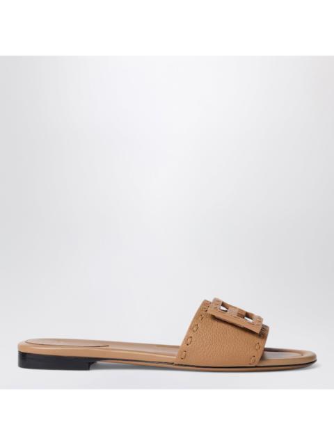 FENDI Fendi Camel Leather Baguette Slides Women