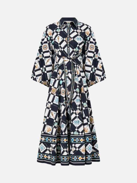 CAMILLA WAIST TIE SHIRT DRESS WITH BUBBLE SLEEVE