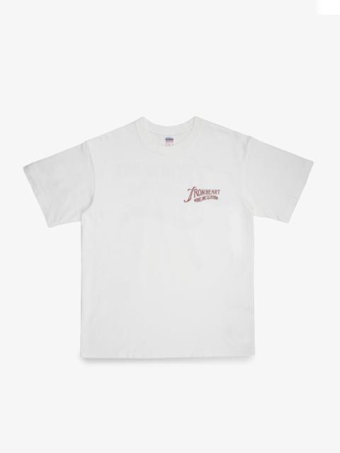 Iron Heart 7.5OZ PRINTED LOOPWHEEL CREW NECK T-SHIRT - WHITE