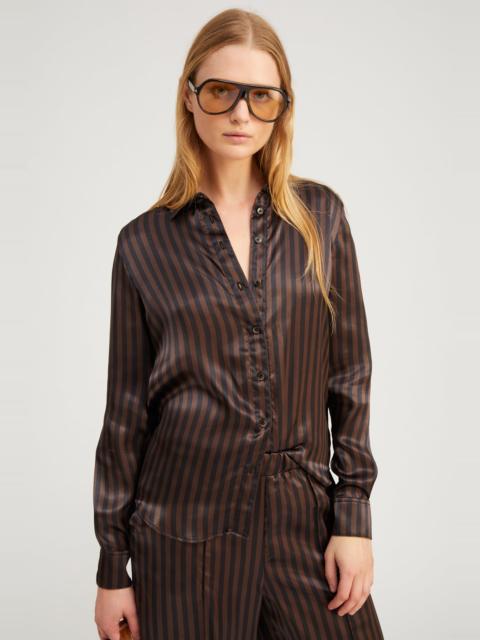 SPRWMN AMERICANO STRIPE SILK FONDA BUTTON DOWN