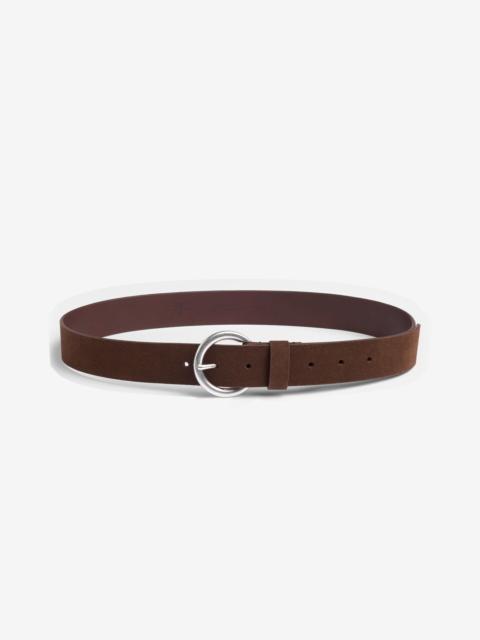 7 For All Mankind Timeless Italian Suede Belt in Chocolate