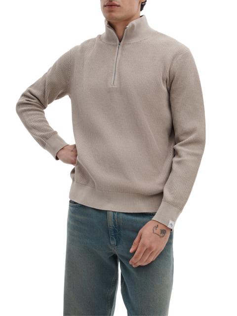 rag & bone rag & bone Caden Washed Cotton Blend Quarter Zip Sweater in Taupe at Nordstrom