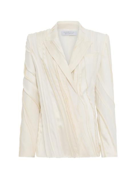 Edwin Patchwork Blazer in Ivory Textured Linen Slub