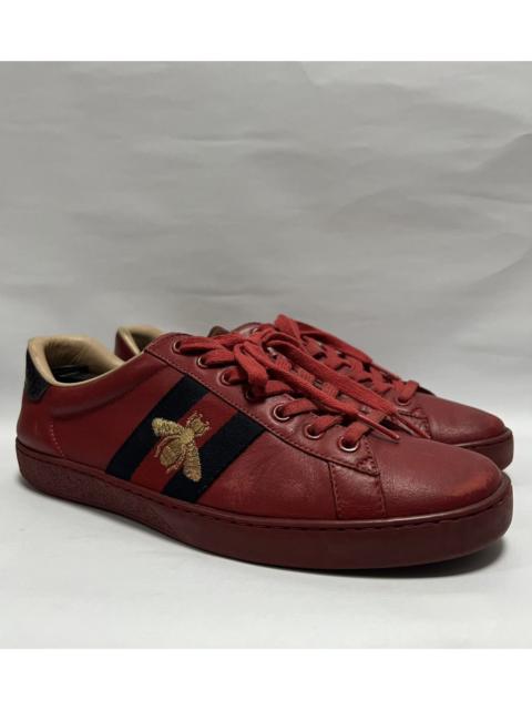 GUCCI Gucci - Red Leather Web Ace Low Top Sneakers