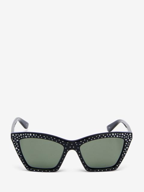 Alexander McQueen Spike Geometric Cat-eye Sunglasses with Crystals