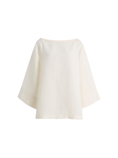 The Row Junia Washed Linen Top white