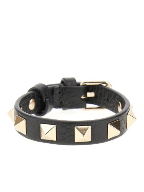 Valentino Valentino Garavani Rockstud Leather Bracelet Black
