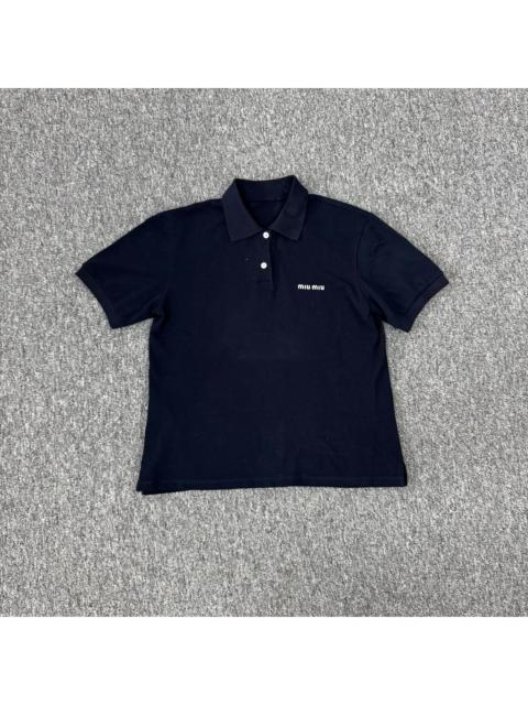 Miu Miu Miu Miu Short Sleeve Top Navy Embroidered Polo Shirt