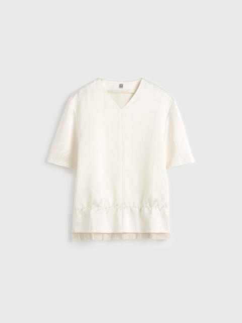 TOTEME V-neck satin pullover white