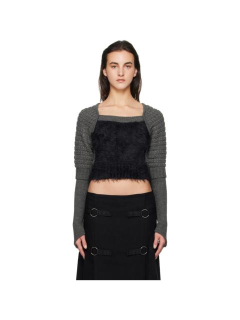 Andersson Bell Gray & Black Furry Chunky Knit Sweater