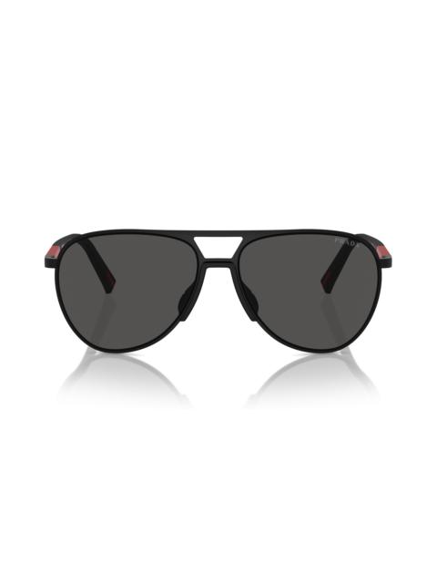 Prada Prada Linea Rossa 59mm Aviator Sunglasses in Matte Black at Nordstrom