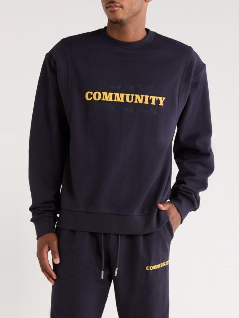HONOR THE GIFT HONOR THE GIFT Track Crew Cotton Graphic Sweatshirt in Navy at Nordstrom