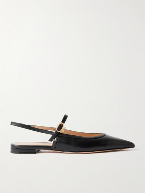Gianvito Rossi Leather Point-toe Mary Jane Slingback Flats