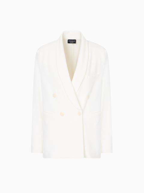 EMPORIO ARMANI ICON COMPACT PIQUÉ DOUBLE-BREASTED BLAZER