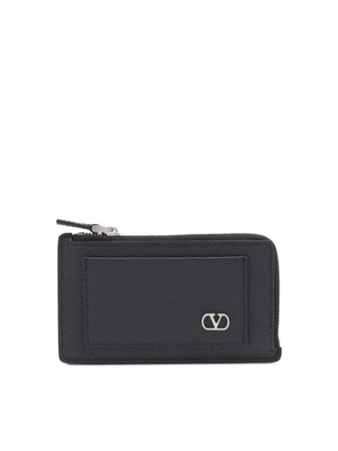 Leather coin purse with logo