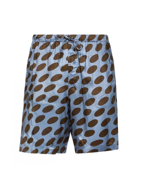 Dries Van Noten Dries Van Noten Men Steel Cupro Soft Ellipses-Printed Shorts