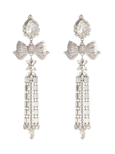 Alessandra Rich Crystal Bow Drop Clip-On Earrings