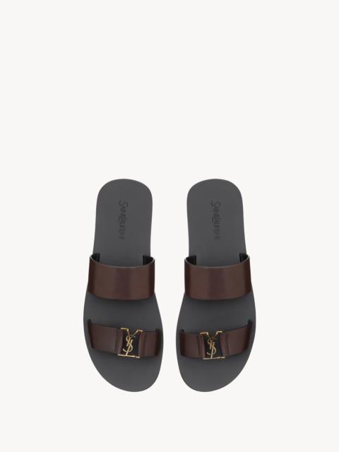 SAINT LAURENT BABYLONE SLIDES IN SMOOTH LEATHER