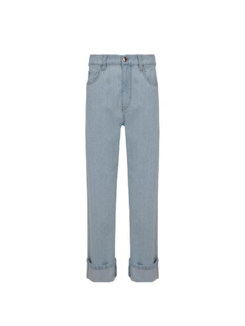Brunello Cucinelli Brunello Cucinelli Light Blue Cuffed Trousers
