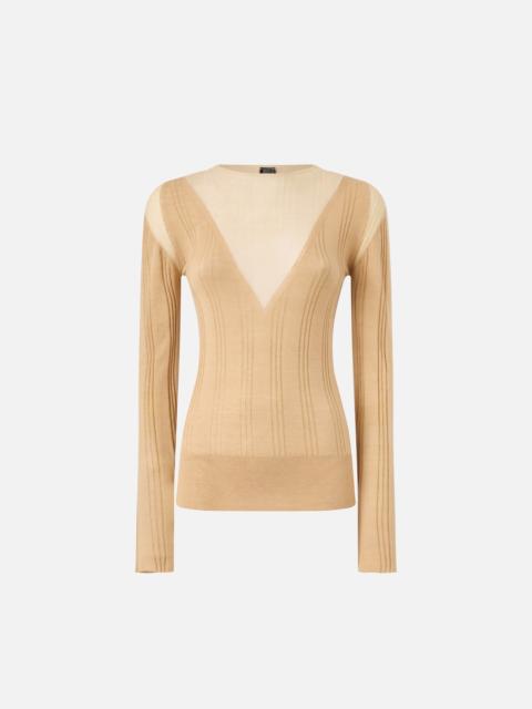 PINKO LIGHTWEIGHT RIBBED KNIT WITH SHEER DETAILS