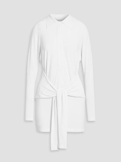 NORMA KAMALI Tie-front stretch-jersey mini shirt dress