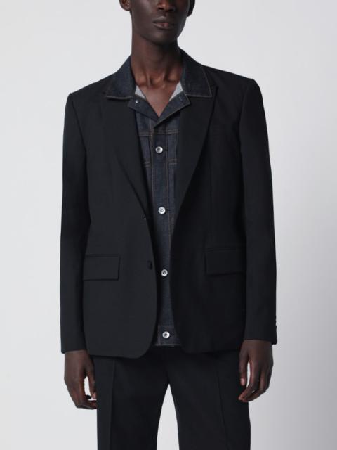 sacai Black single-breasted jacket with denim insert